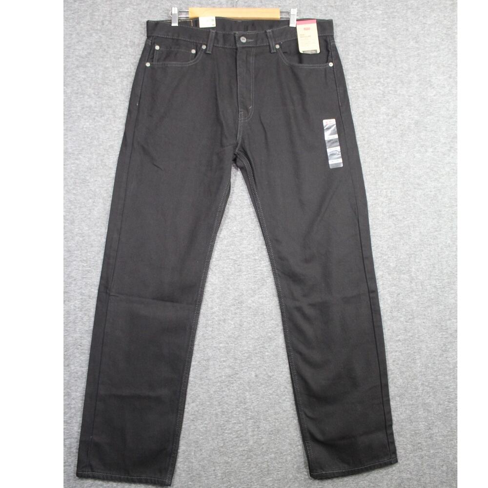 Levis 505 Jeans Mens 36x32 Regular Fit Straight Leg Black NEW